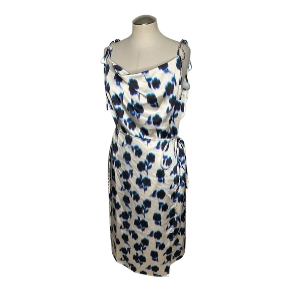 Topshop Dresses & Skirts - Topshop Blue Abstract Print Draped Sleeveless Dress US 10 UK 14